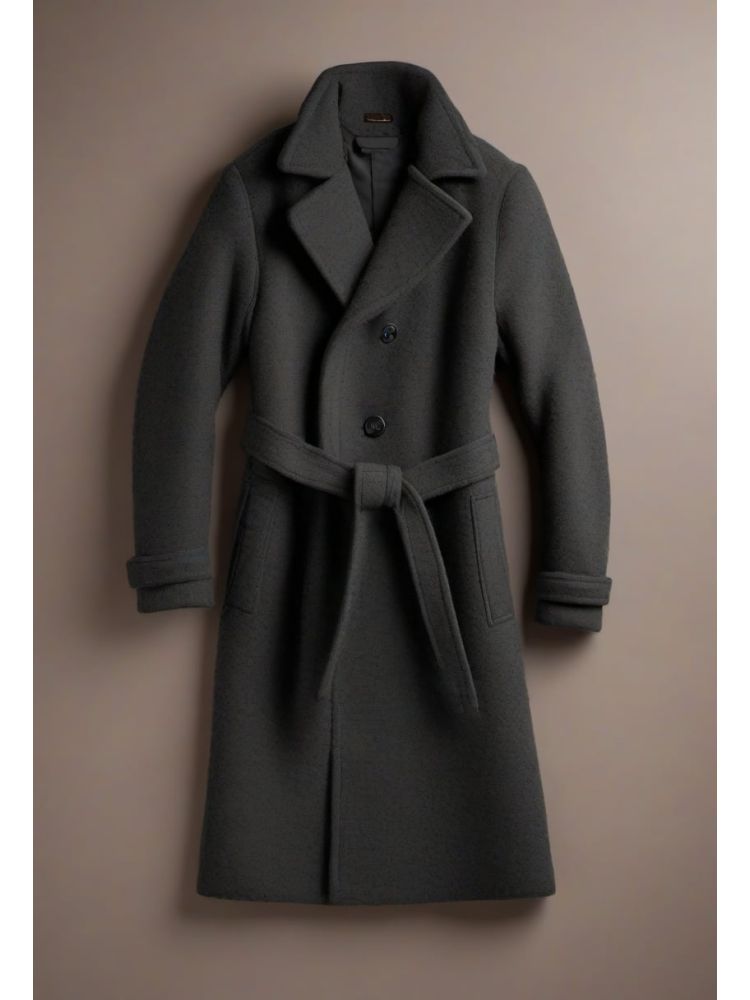 Charcoal Boiled Belted Coat